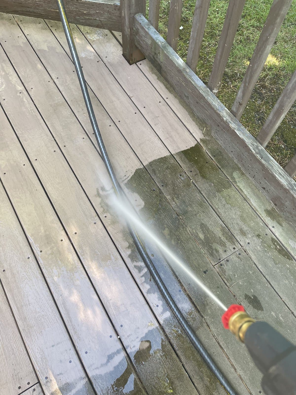 Deck restoration by pressure washing — Morrison Handyman Services, New Hampshire